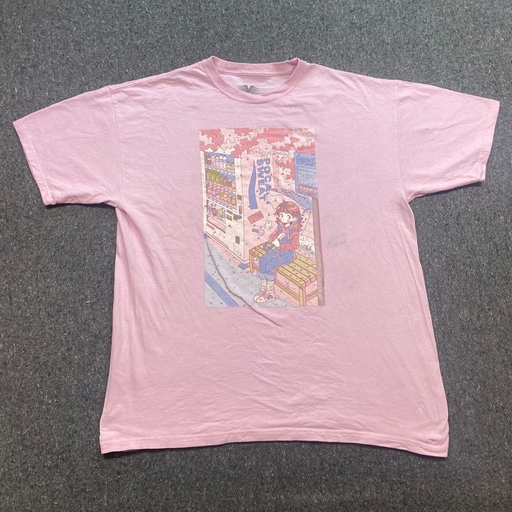 Vapor95 TShirt XL Mens Pink Vaporwave Anime Girl Vending Machine Lofi Skater Art